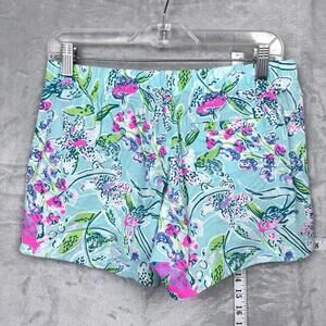 Lilly Pulitzer Women’s Shorts Sz XS Floral Print Blue Pink Green Stretch Cotton